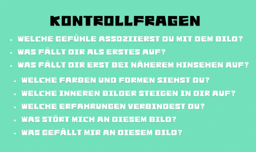 Karte mit den Kontrollfragen